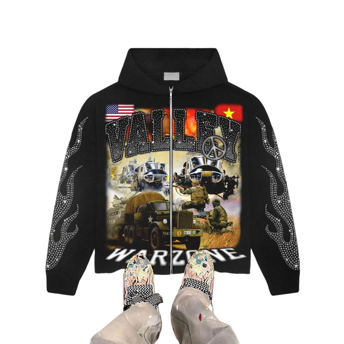 Gothic Grunge Vintage Streetwear Krieg Grafik Druck Hoodies Frauen Y2k Tops Sweatshirt Goth Übergroßen Zip Up Hoodie Herren Kleidung