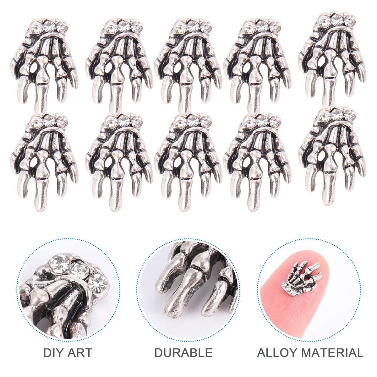 

10Pcs Hand Nail Art Decals Alloy Manicure Decoration DIY Nail Decoration Accessory Party Date Exquisite Manicure Decal