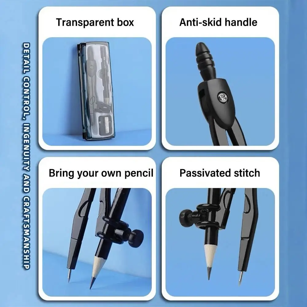 Клипса-ручка для рисования с компасом, набор для рисования с карандашом, инструмент для рисования колец, металлический инструмент для рисования геометрической формы