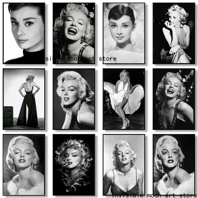 Classic Black and White Marilyn Monroe Canvas Art Posters  Wall Prints for Living Room  Bedroom Decor