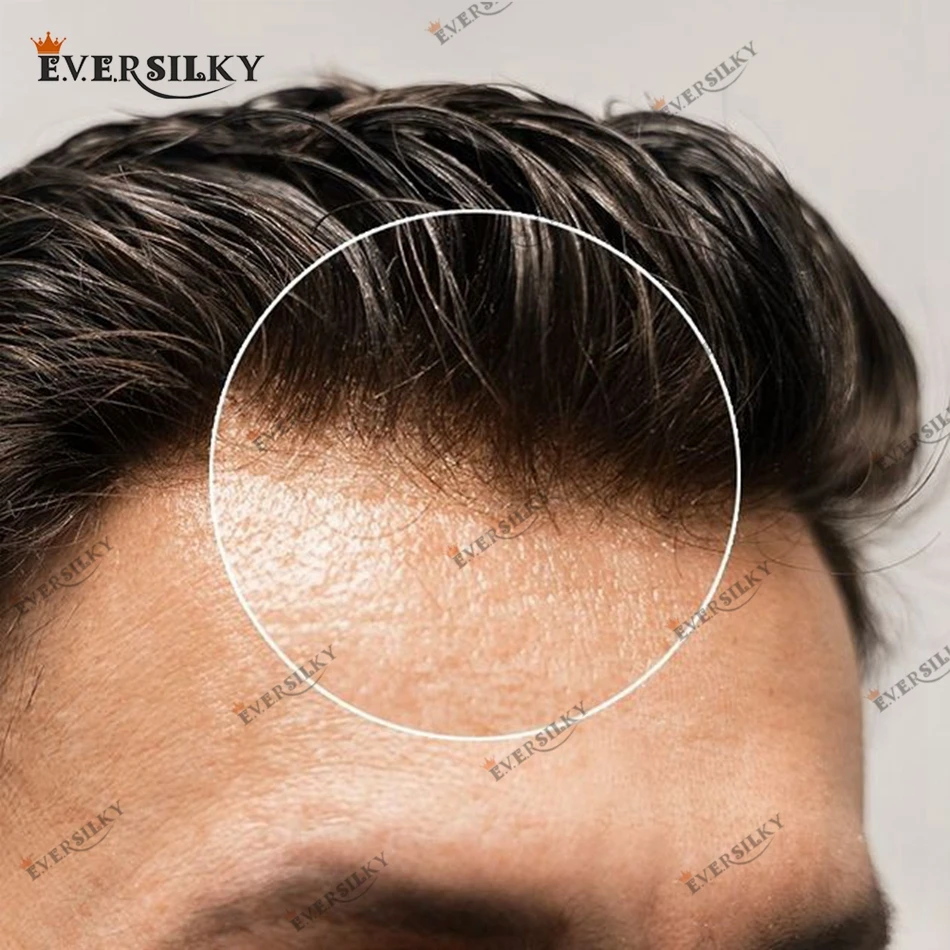 Men's Natural Hairline Toupee, V-Loop, PU Base, Sistema de Substituição do Cabelo, Liso, Cabelo Ondulado para Opções, Loiro, 0.06-0.08mm