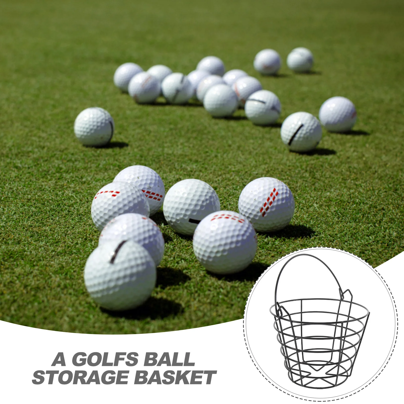 

2pcs Ball Storage Basket Large Capacity Metal Handle Leak Proof Golfs Basket Outdoor Golf Training Container Balls
