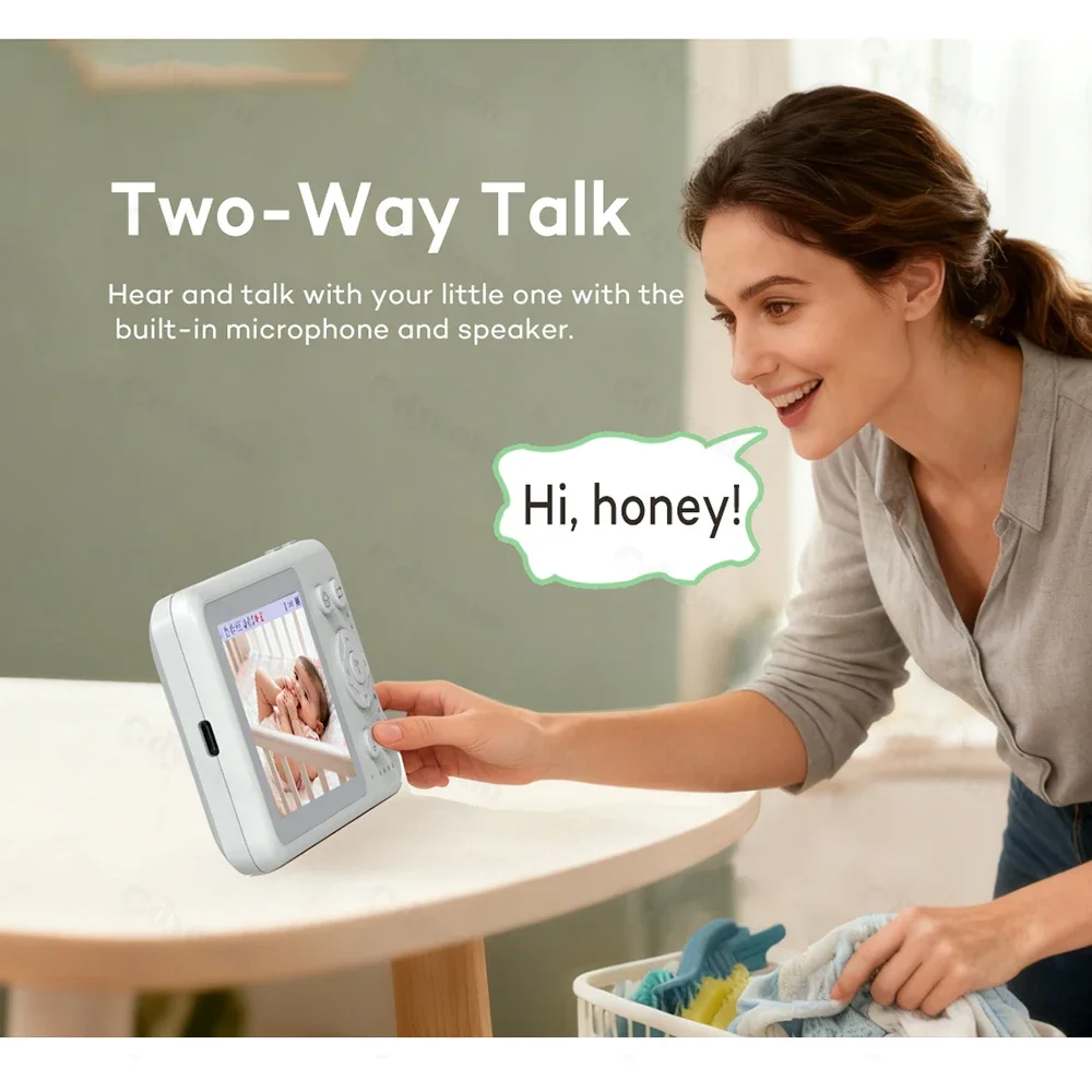 3.2Inch Video Baby Monitor LCD Screen With Nanny PTZ Camera Two-way Audio VOX Lullaby Temperature Detection Surveillance Nanny view 5