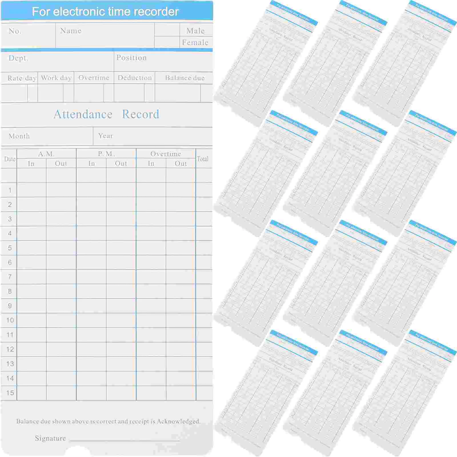 Imagem -04 - Relógios de Dupla Face com Cartões de Tempo Attchimney Inglês Edição de Papel Timecards para Funcionários 100 Folhas