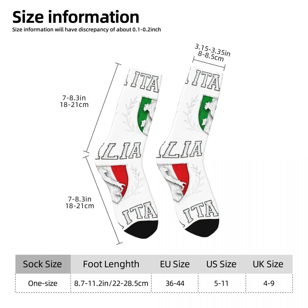 Итальянские носки с итальянским флагом, всесезонные длинные носки, аксессуары для мужчин и женщин, подарки