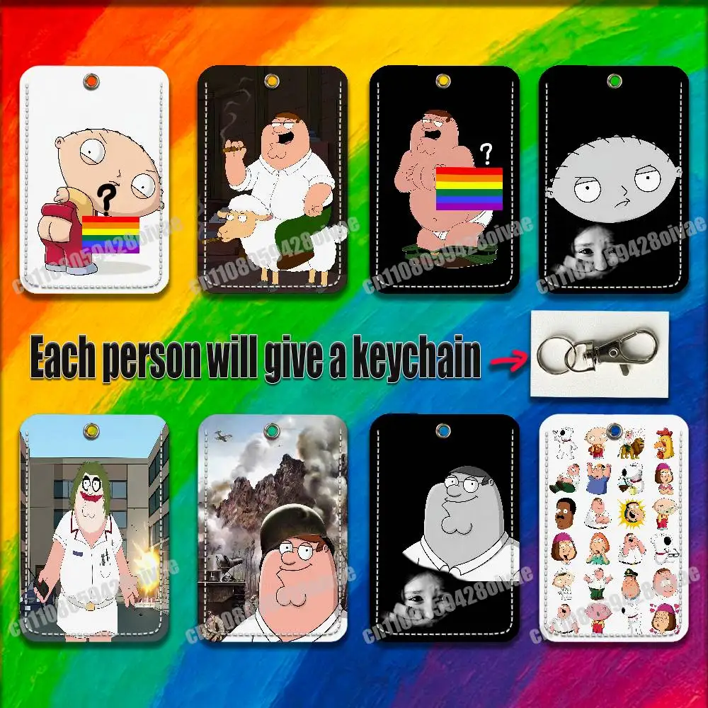 

F-Family Funny Guy For ID Clips Credit Bank Bag Bus Meal Card Holder Cover Pocket Decoration Keychain