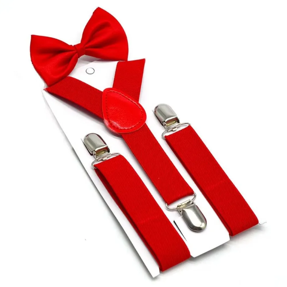 Classic Accessory Adjustable Kids Suspenders Elastic Solid Color Suspenders Bowtie Children Belt