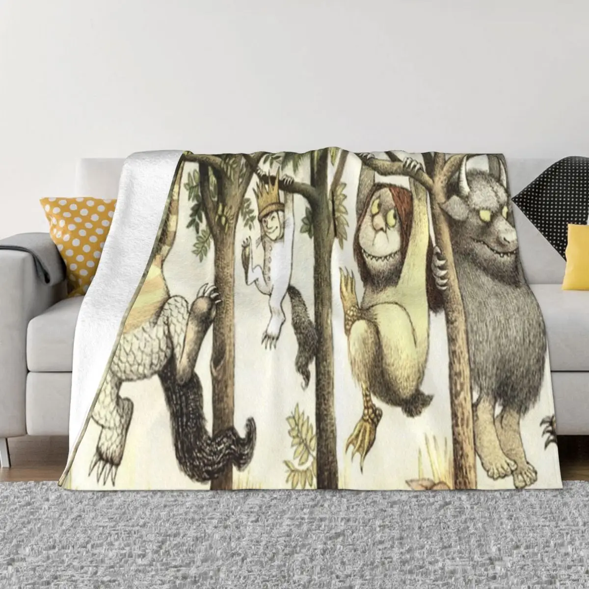 Wild Things Romp, Max Throw Blanket Stuffed Blankets Retro Blankets