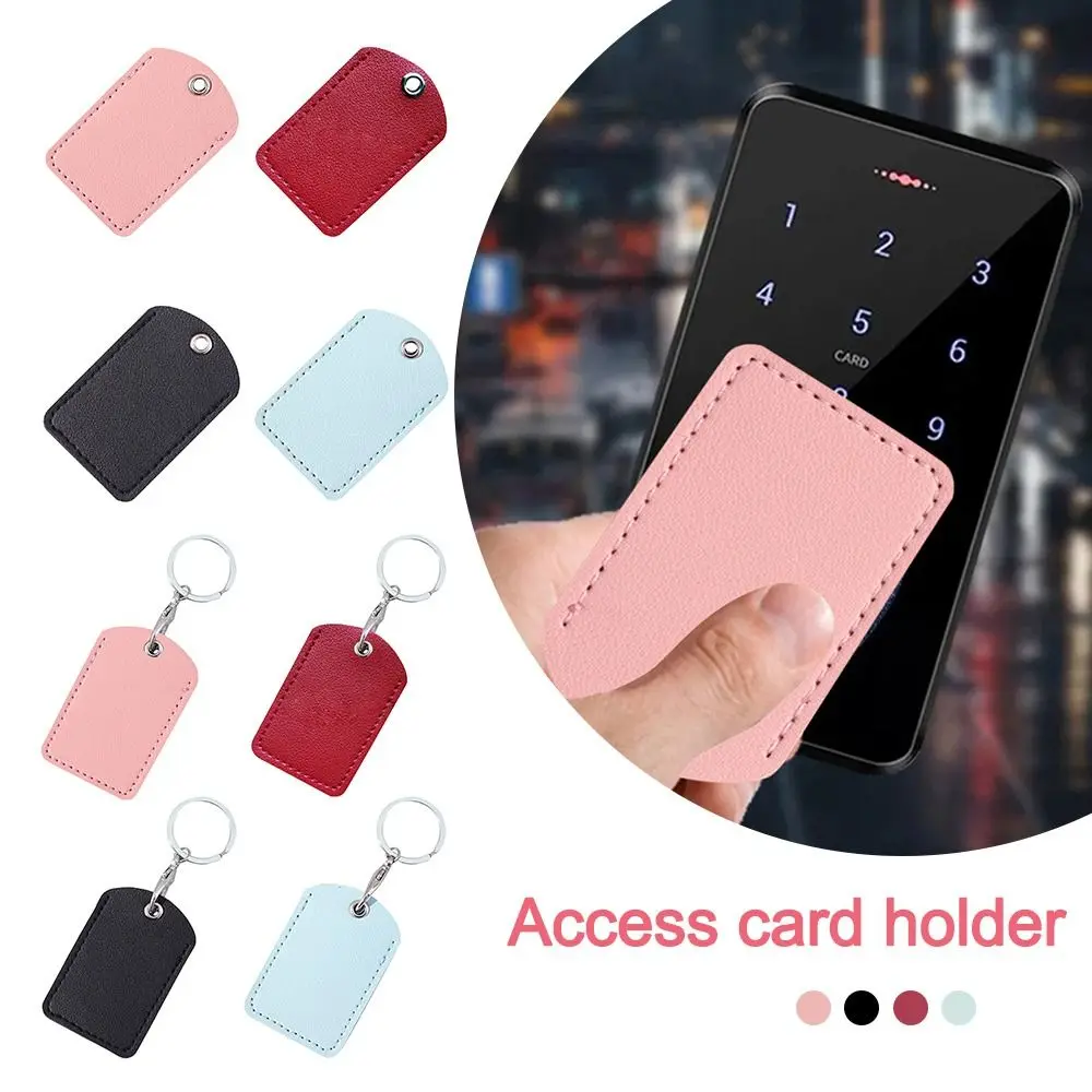 Utile custodia protettiva per carta in pelle PU con portachiavi porta carte badge custodia rettangolare per scheda di controllo accessi per Airtag