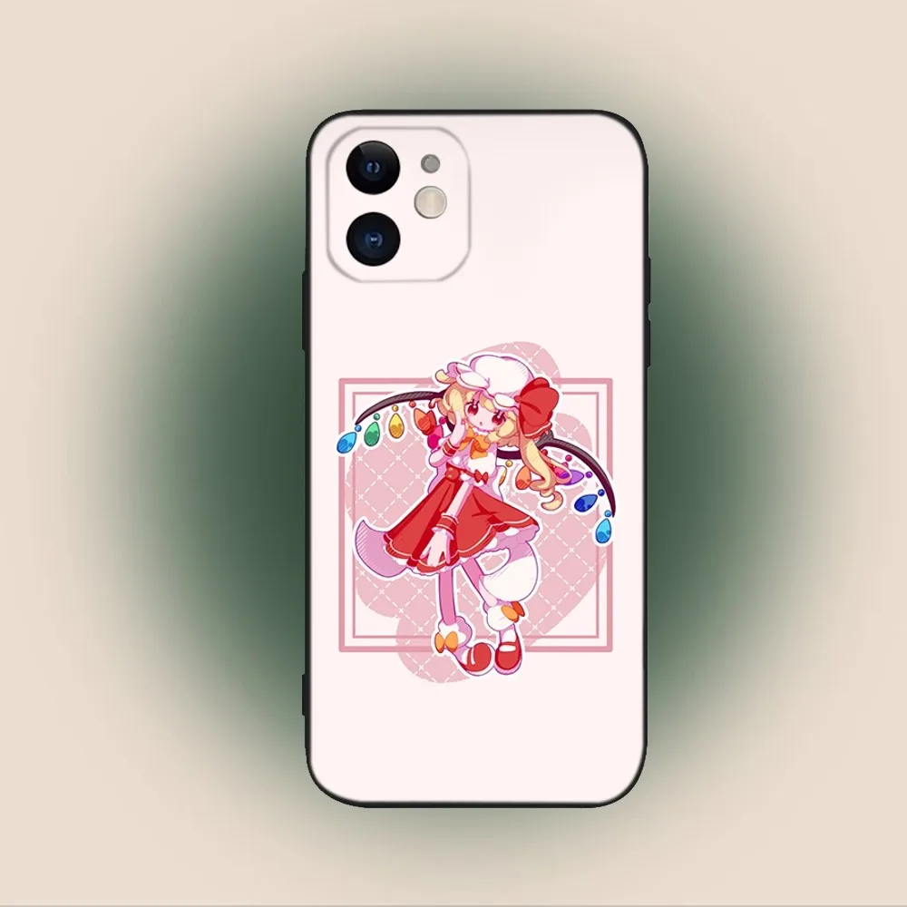 Flandre Scarlet TouHou Phone Case For iPhone 15,14,13,12,11,Plus,Pro Max,XS,X,XR,SE,Mini,8,7 Soft Silicone Black Cover