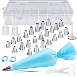 Pastry Piping Tips and Bags 33 Pcs DIY Pastry Professional Accessory Kit, Stainless Steel Tips, Baking Tools for Decorating Cake