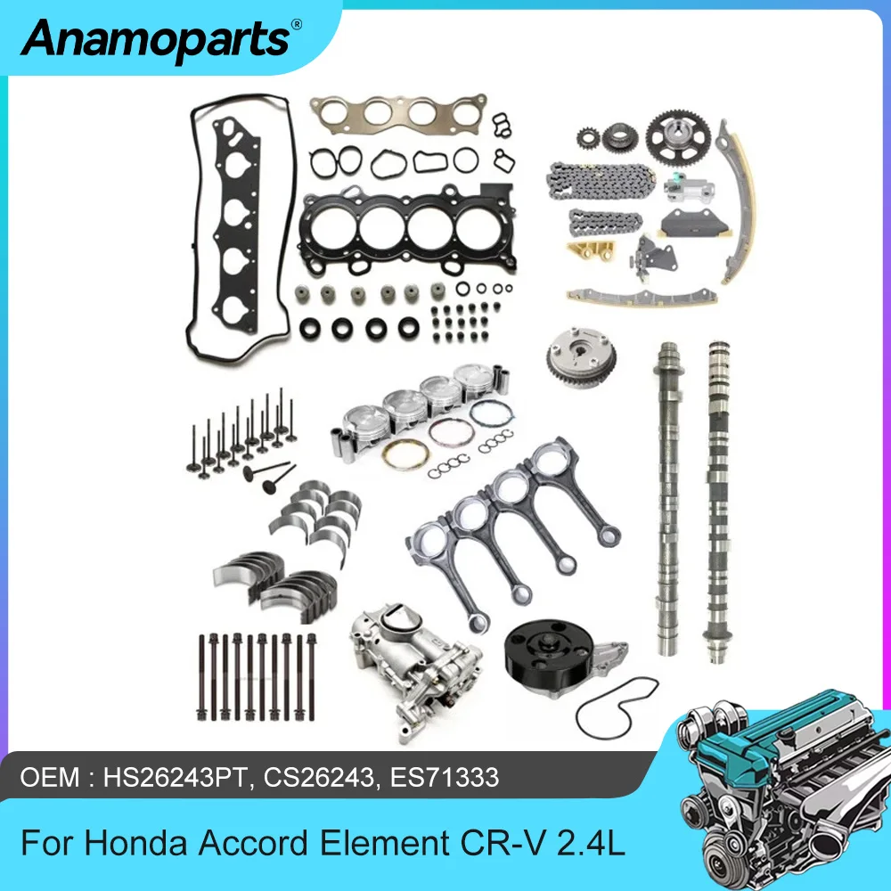 

Engine Parts Camshaft Gasket Timing Chian Piston Intake Exhast Valve Main Connecting Rod Set Fit 2.4 L L4 Gas For Honda 2.4L