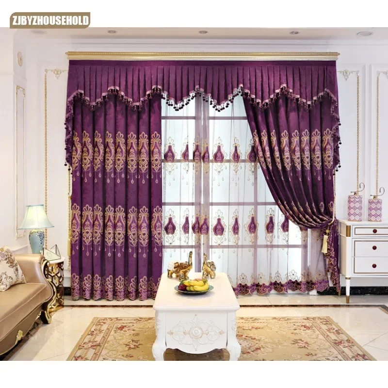 

New Chenille Embroidered Customized Curtains for Living Dining Room Bedroom High-grade European Blackout Window Screen Balcony