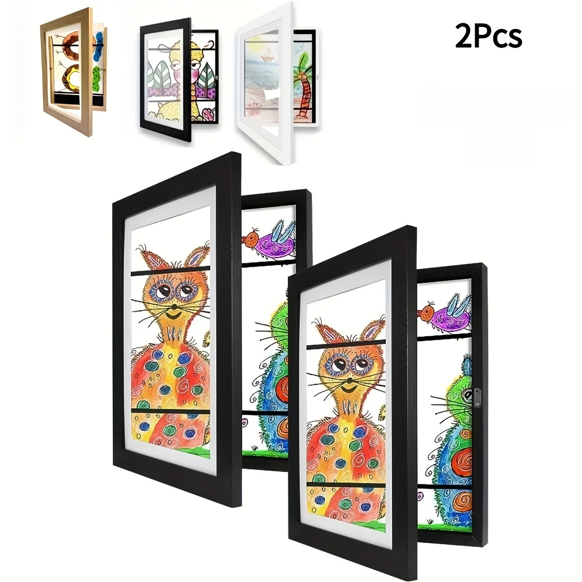 2pcs Art Display Frames, Reusable Art Frame, Magnetic Closure, Suitable for Drawings, Crafts, Photos, Home Decor (a4 21x29.7 Cm)