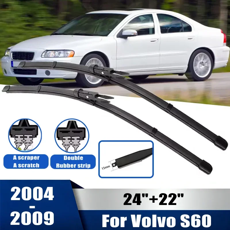 

2pcs Wiper Front Wiper Blades Set For Volvo S60 2004-2009 2005 2006 2007 Windshield Windscreen Window 24"+22"Car Accessories