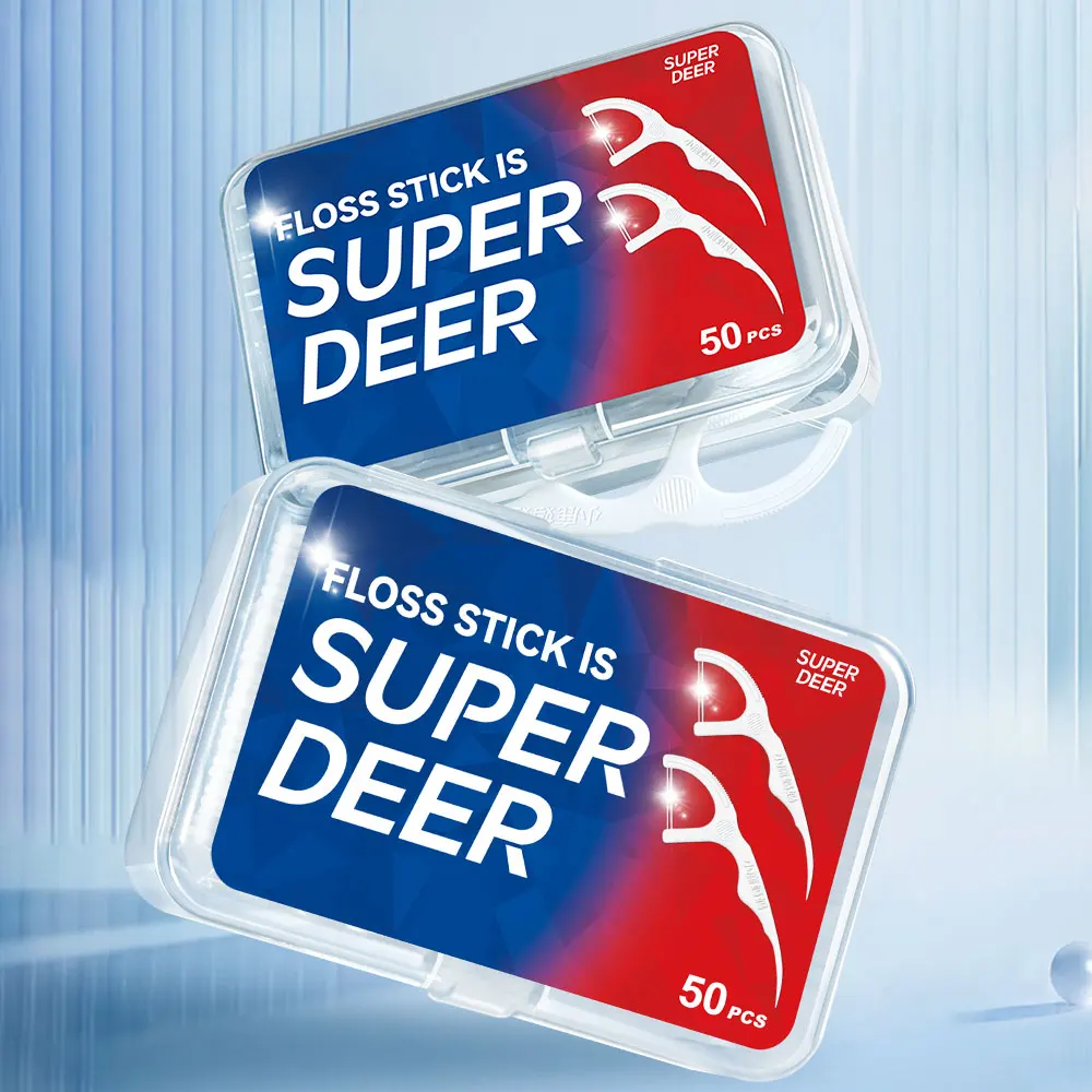 SUPER DEER 50/100/200/PCS Dental Flossick Tear Resistant Ultra Fine Disposable Dental Floss Toothpick With Storage Floss Box