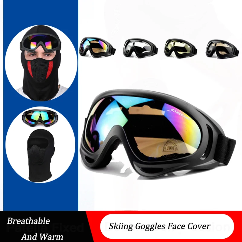 Occhiali da Snowboard da sci donna uomo maschera per occhiali da sci occhiali di protezione UV attrezzatura da sci invernale per adulti coperture per cappuccio per il viso caldo