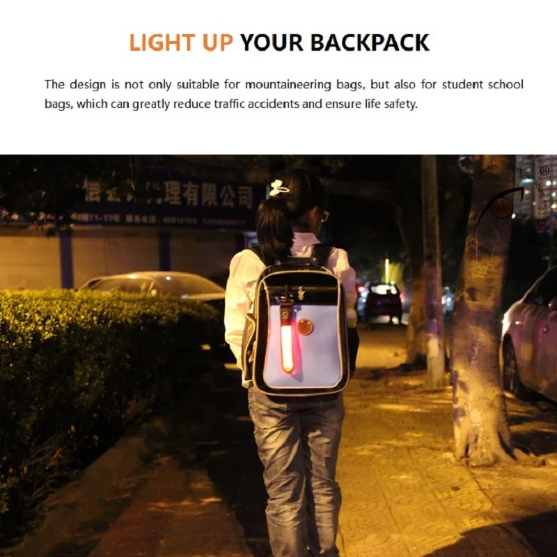 LED Glowing Luminous Reflective Backpack Hanging Light  Night Running Safety Alert Wristband Outdoor Sport Armband Light