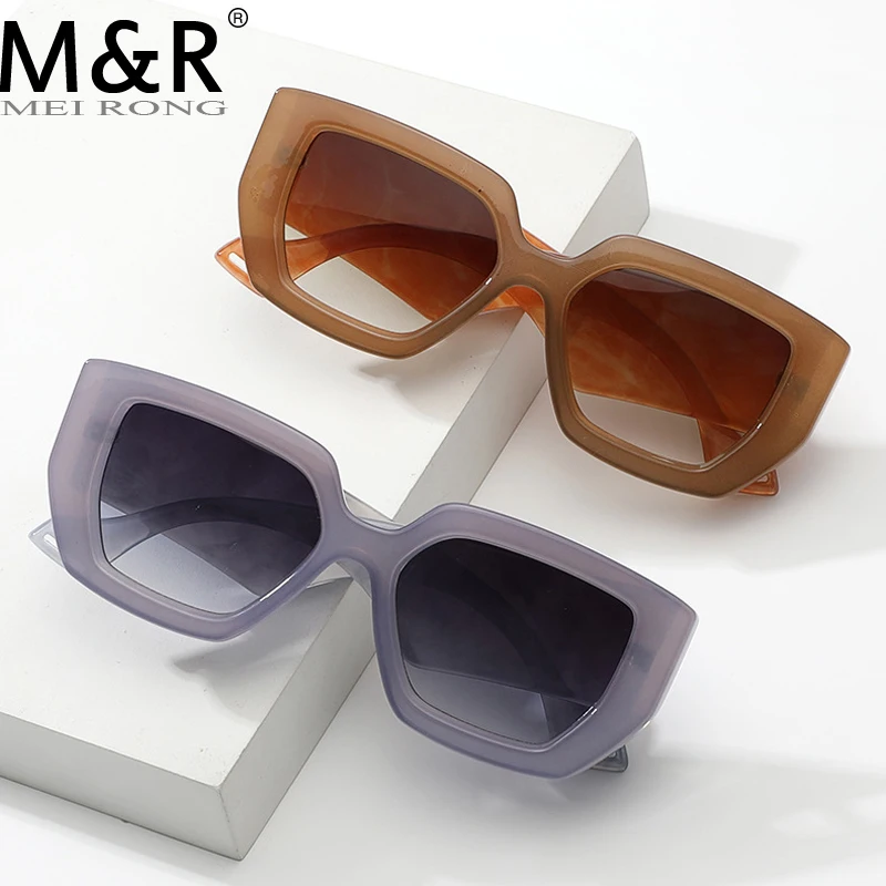 Fashion Colorful Square Women Glasses Frame Sunglasses Spring Hinge Wide Legs Eyewear Men marble Polygon Frame