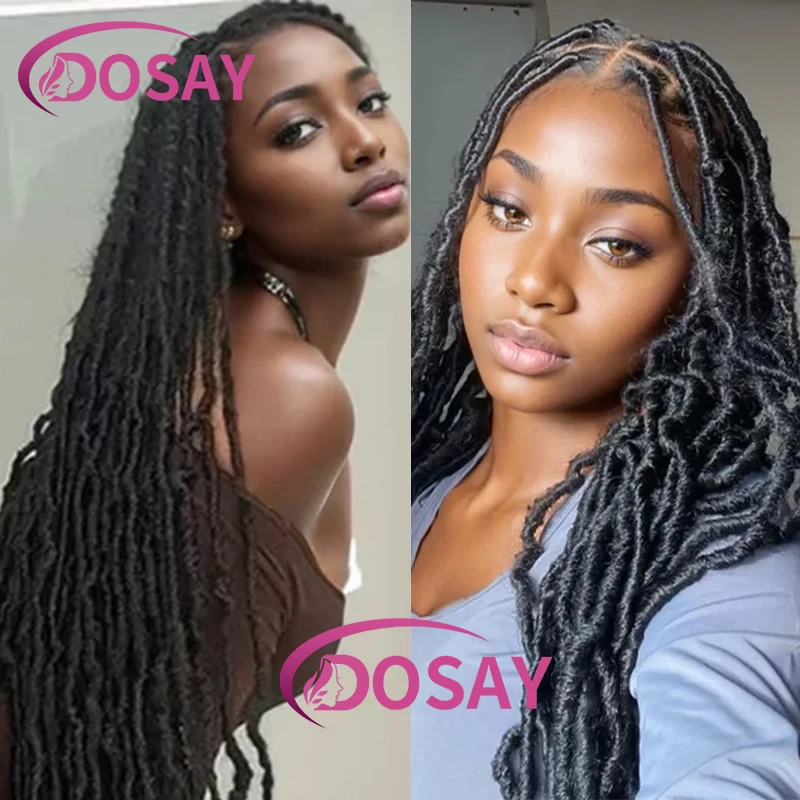 

40'' Full Lace Synthetic Braid Wig Knotless Crochet Box Braided Goddess Wig for Black Women Distressed Butterfly Locs Braids Wig