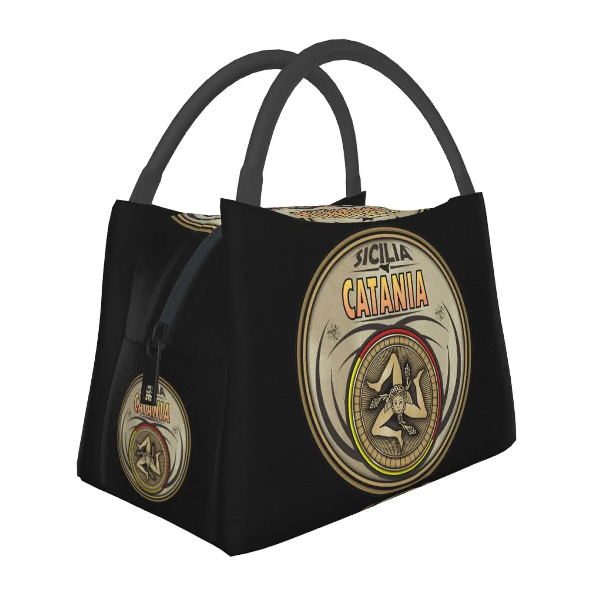 Catania Sicilia Sicily Trinacria Symbol Insulated Lunch Bag for School Picnic Storage Food Boxes Portable  Thermal Lunch Box