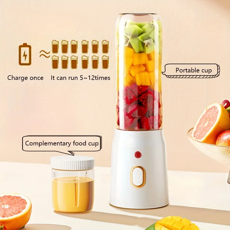 Portable Blender Bottle Fruit Juicer 500ML Personal Lemon Blender with 6 Blades BPA Free Kitchen Automatic Fresh Squeezer Travel