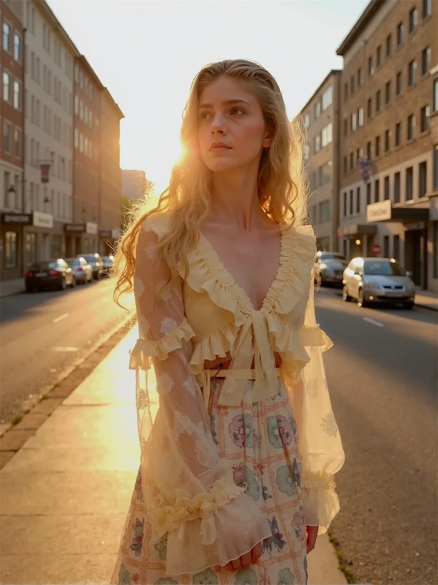 Kurtki damskie z marszczeniami, falbankami i bufiastymi rękawami, topy damskie na jesień, kontrastowe, w stylu kowbojskim, do pracy, oversize, w stylu brytyjskim, modne, pikowane.