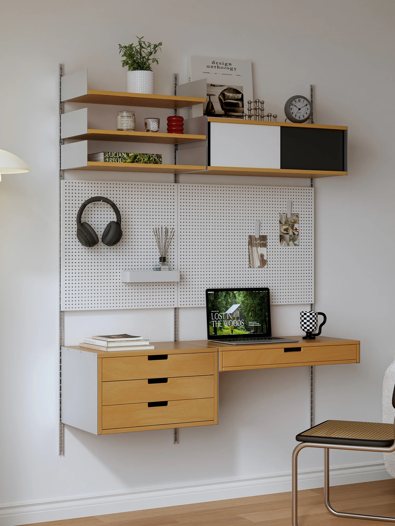 

Винтажная настенная подвесная полка для спальни, регулируемая книжная полка из березы, настенное украшение для дома, подставка для орнамента