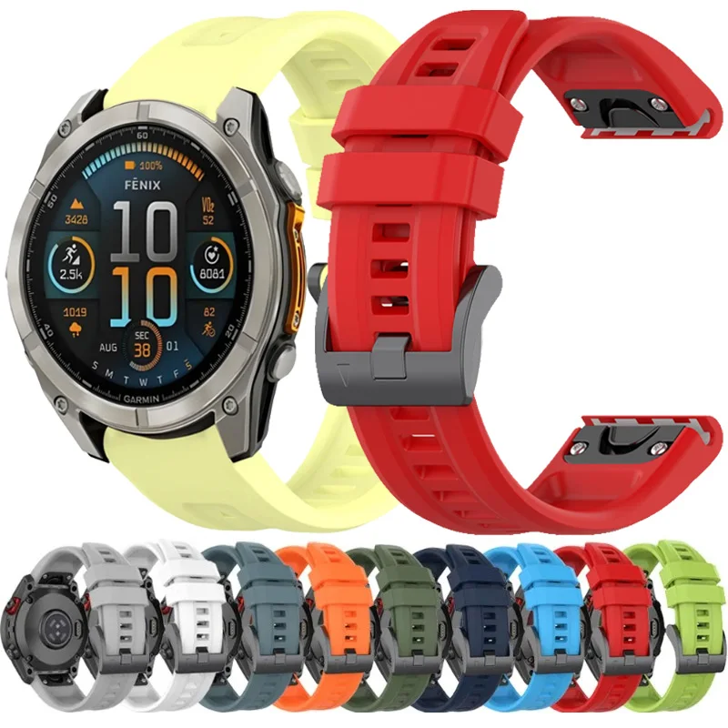 Correa de silicona de ajuste rápido de 26/22/20mm para Garmin Fenix 8/Tactix 8 51/47mm Enduro3/Fenix E 7X 6X Correa de repuesto Forerunner 965