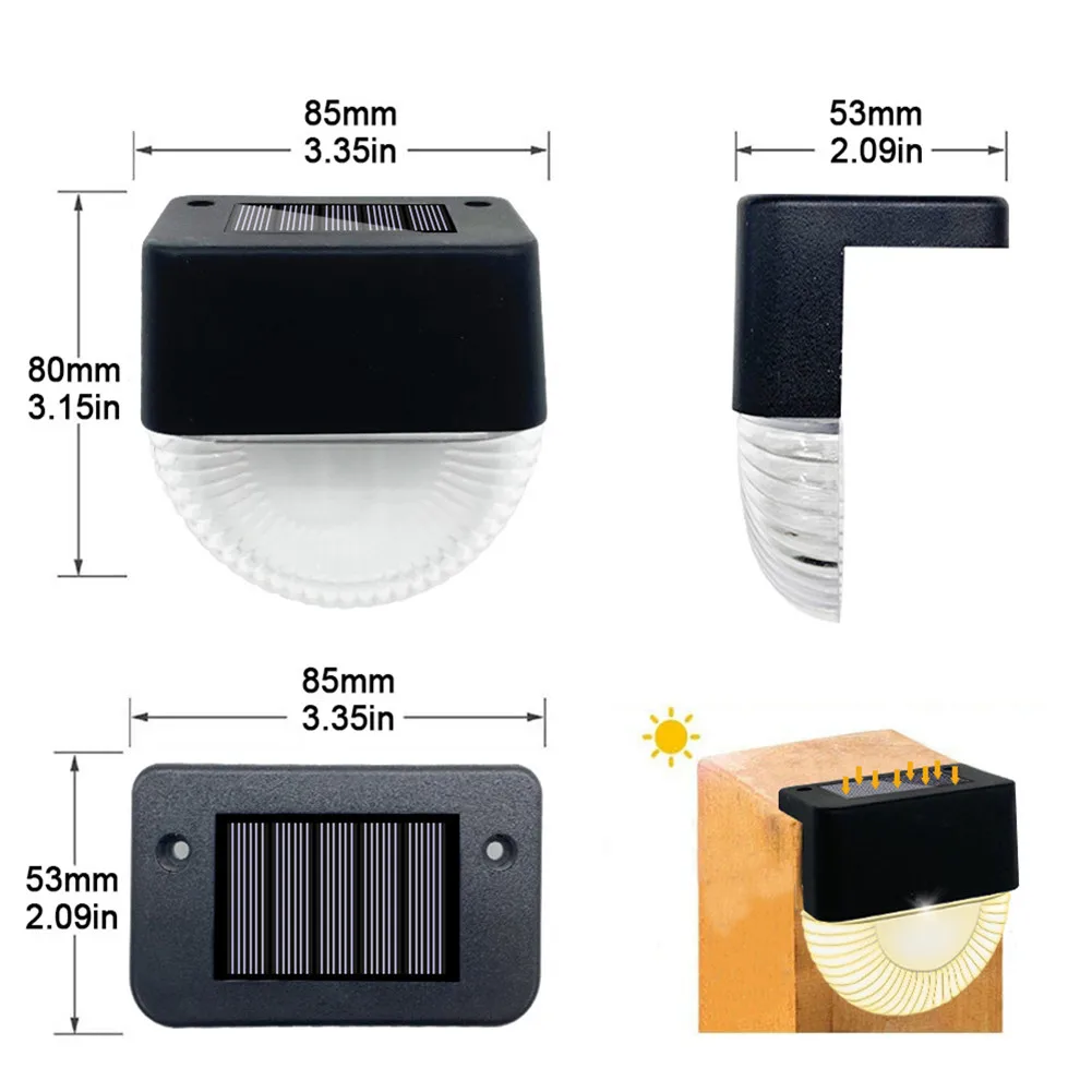 LED Solar RGB Colorful Warm White Stair Lights Outdoor Lighting Garden Decoration Patio Step Yard Fence Wall Lamp Energy Saving