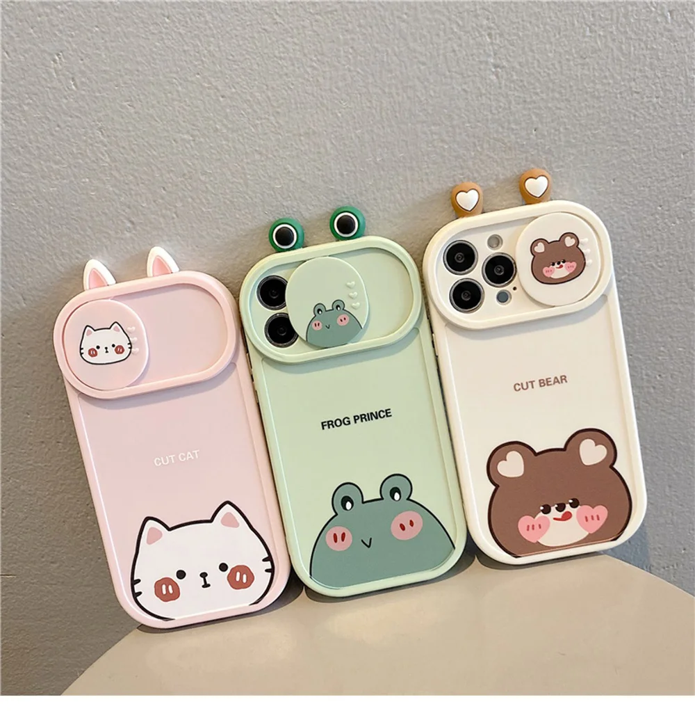 Cartoon Bear Funny Frog Cute Animals Shockproof Phone Case For iPhone 15 14 13 12 11 Pro Max X Xs Max Xr Soft Back Cover Case