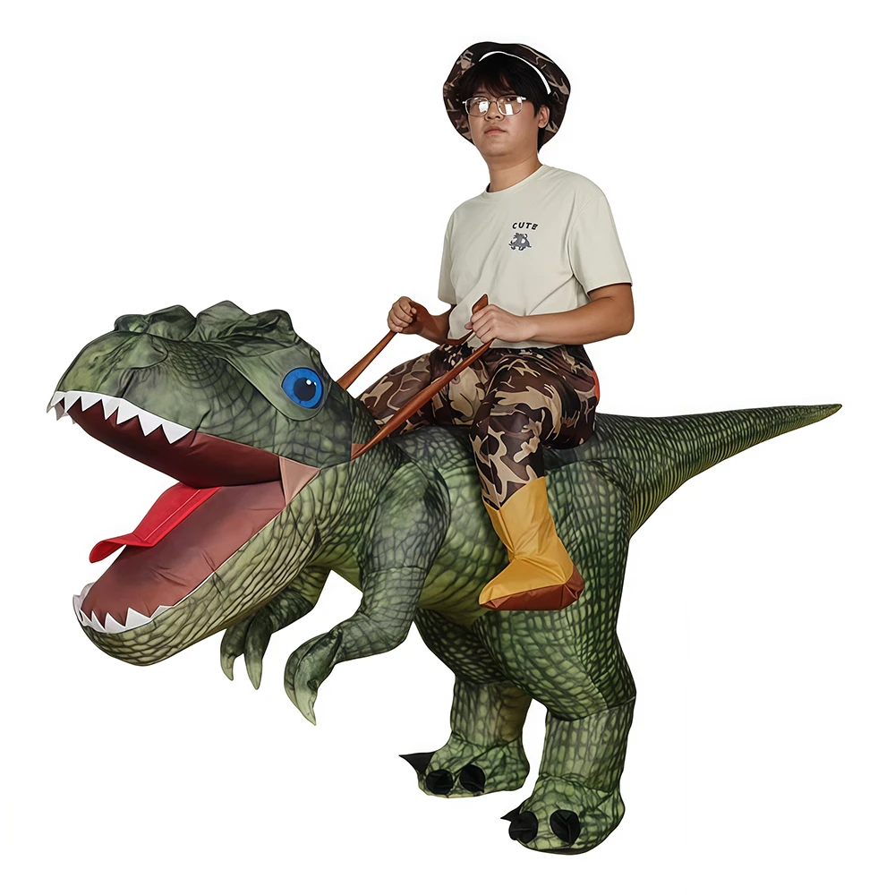 Aufblasbare gepunktete Dinosaurier-Mount-Cosplay-Kostüme für Erwachsene, lustige Tyrannosaurus Rex-Dinosaurier-Motto-Party