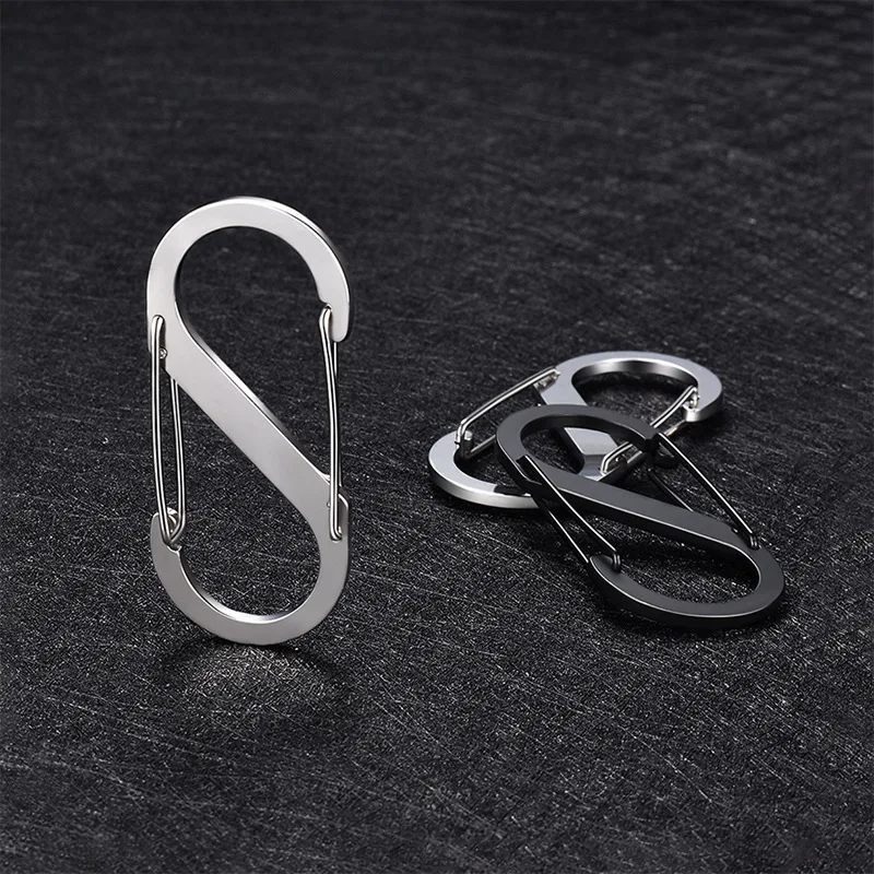 1 Pcs 8-character Carabiner S Type Carabiner with Lock High-quality Keychain Hook Aluminum Alloy Anti-theft Outdoor Camping