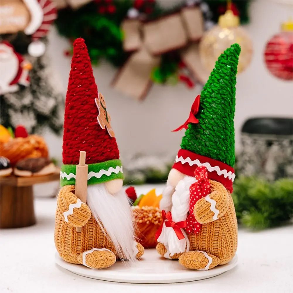 Long Hair/Long Beard Christmas Elf Dwarfs Dolls Candy Handmade Gingerbread Dwarf Dolls Soft Plush Winter Gnomes Decorations