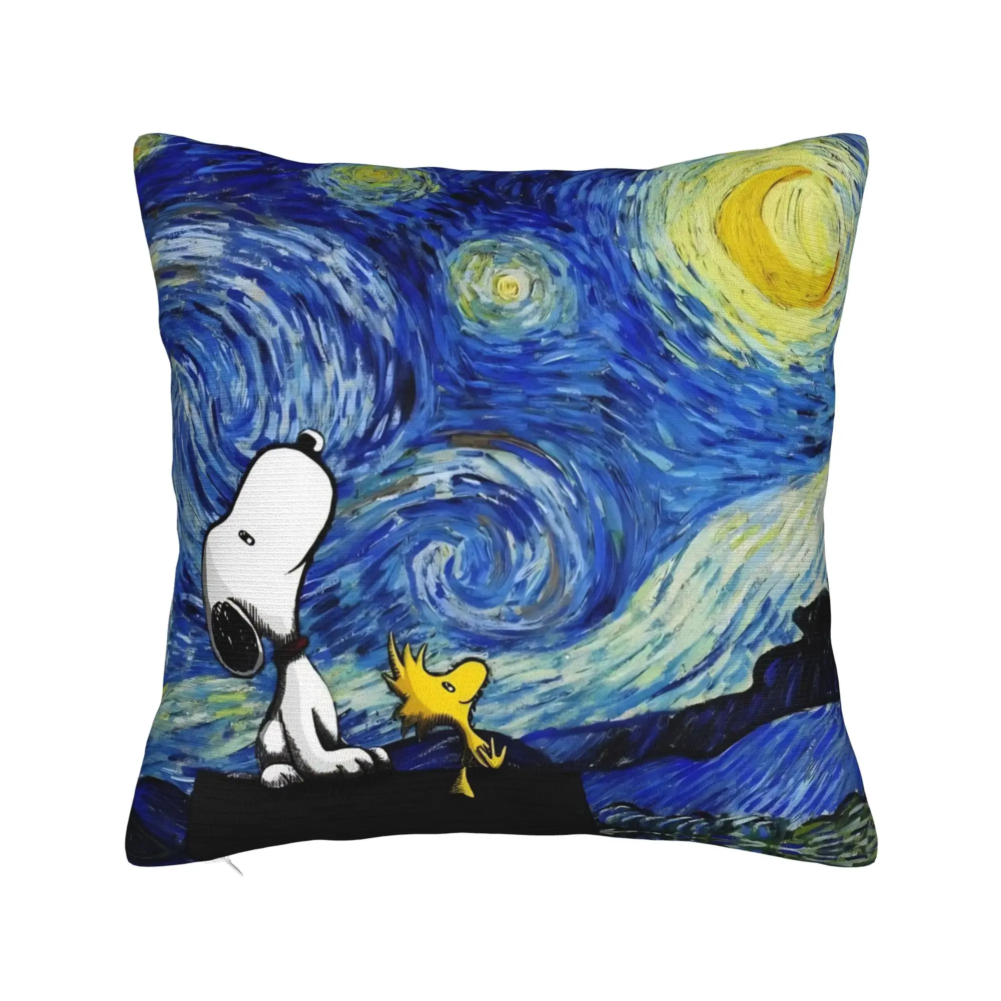 Starry Night S-Snoopys Cartoon Square Pillow Covers Polyester Home  Cushion Case Cute Decorative Pillowcase 40*40