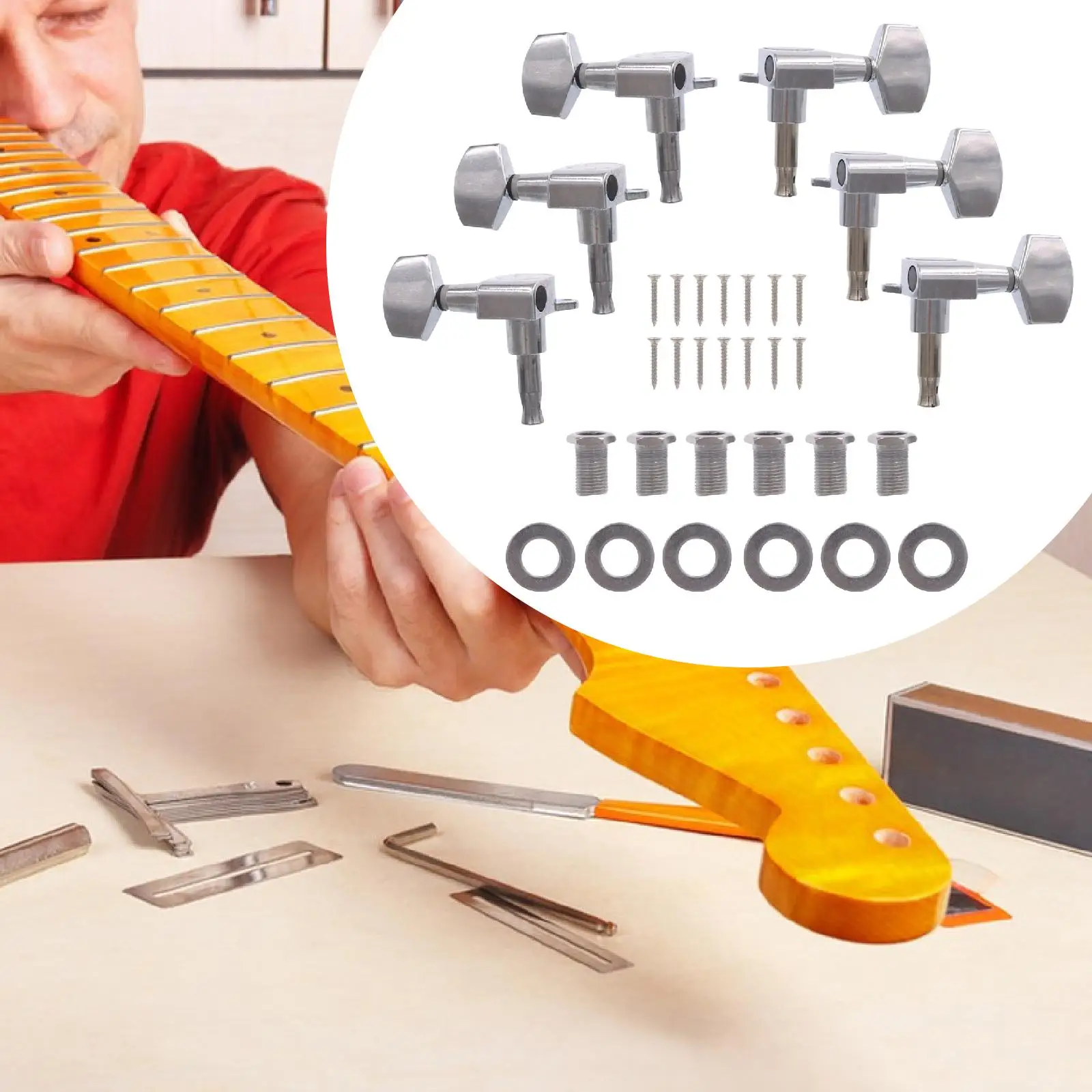 6 قطعة 3L3R أوتاد ضبط الجيتار مقابض ملحقات ضبط مفاتيح للجيتار #5