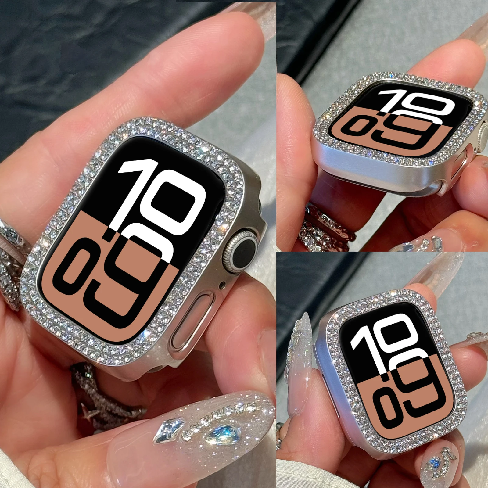 Алмазный чехол для Apple Watch Series 10 9 8 7 6 5 SE Ultra 40 мм 42 мм 46 мм 44 мм 45 мм 49 41 мм Защитный чехол-бампер для ПК