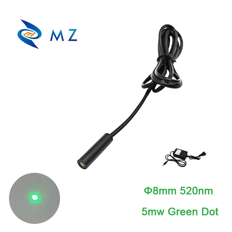 High Quality D8mm 520nm 5mw Green Dot/Spot Laser Diode Module With Adapter Supply Industrial Grade