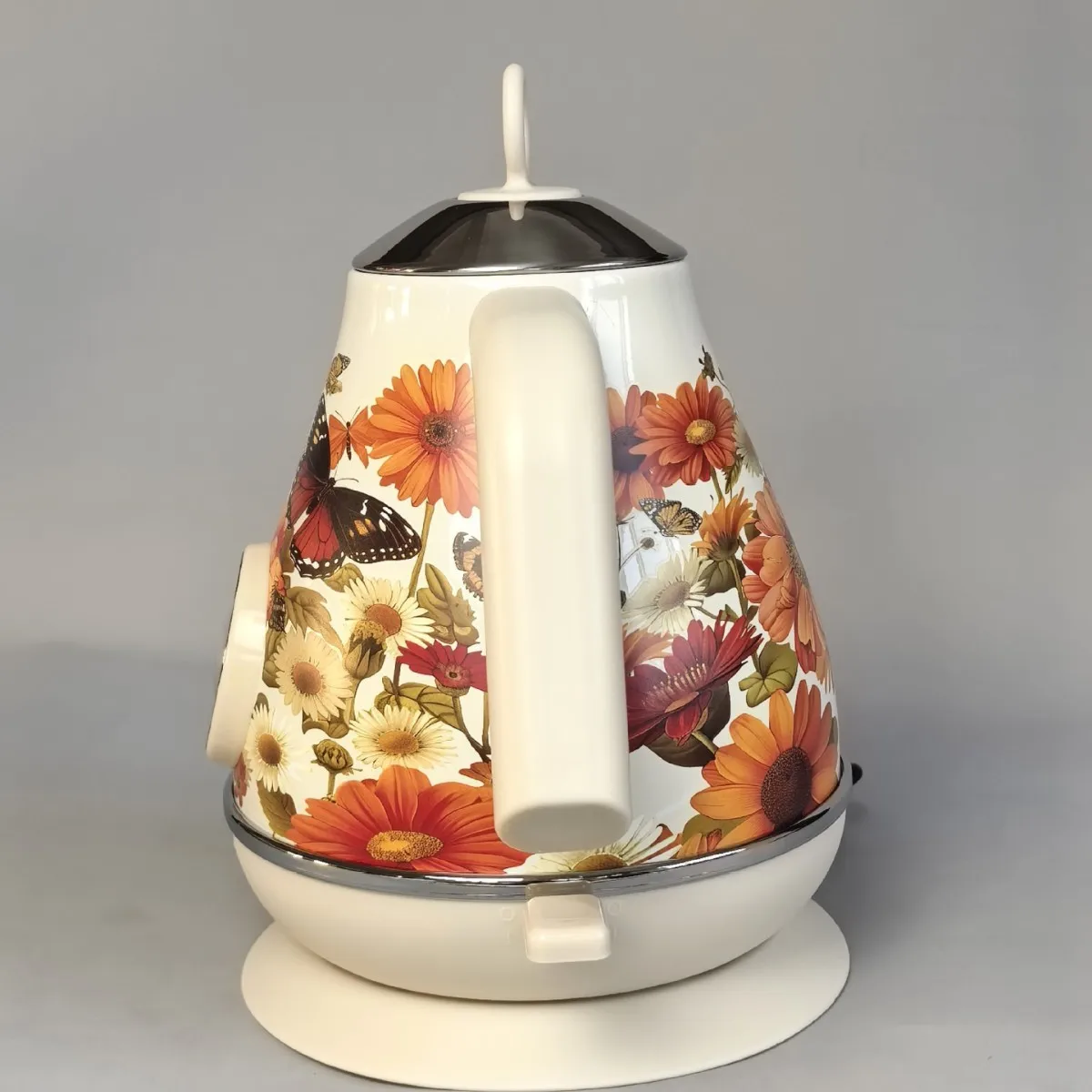 1.7L Retro Handmade Decals Electrc Kettle Boiling Water With Thermometer Automatic Power Off 304 stainless Steel Teapot 1850W