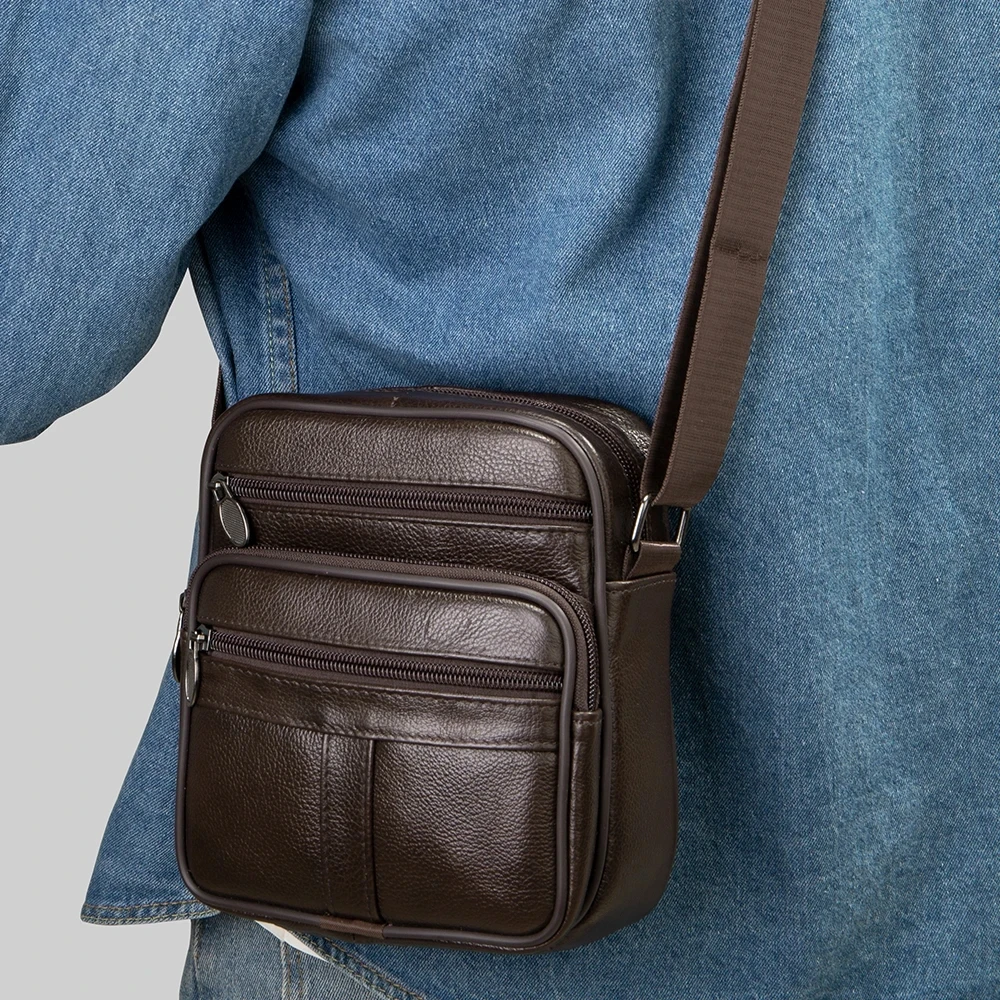 Bolso de hombro pequeño para hombre, bolso de mano de cuero de vaca genuino, bolso cruzado de regalo para marido, maletín, Bolsa de mano