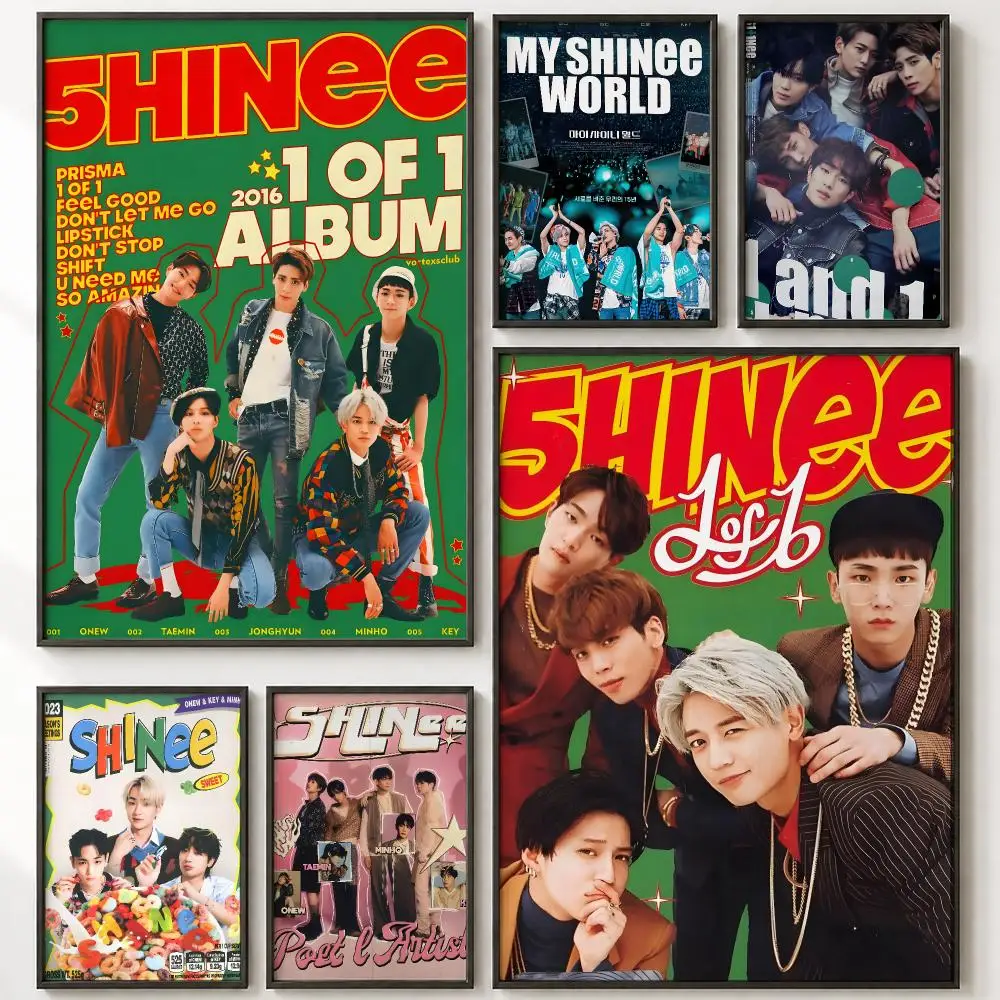 Kpop Korean Boys Band S-Shinee Painting Calligraphy High-Definition With Textured Finish Modern Style For Hallway Wall Art Decor