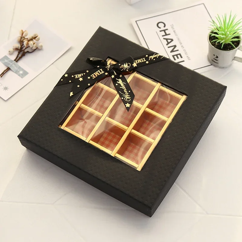 Chocolate Boxes Packaging Wedding Cookie Candy Gift Box With Bow Valentines Day Chocolate Display Box Birthday Party Decoration