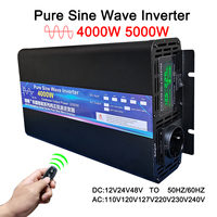 Pure Sine Wave Power Inverter 2000W 4000W 5000W DC 12V 24V 48V To AC 110V 127V 220V Remote Control Solar Car Inverter Converter