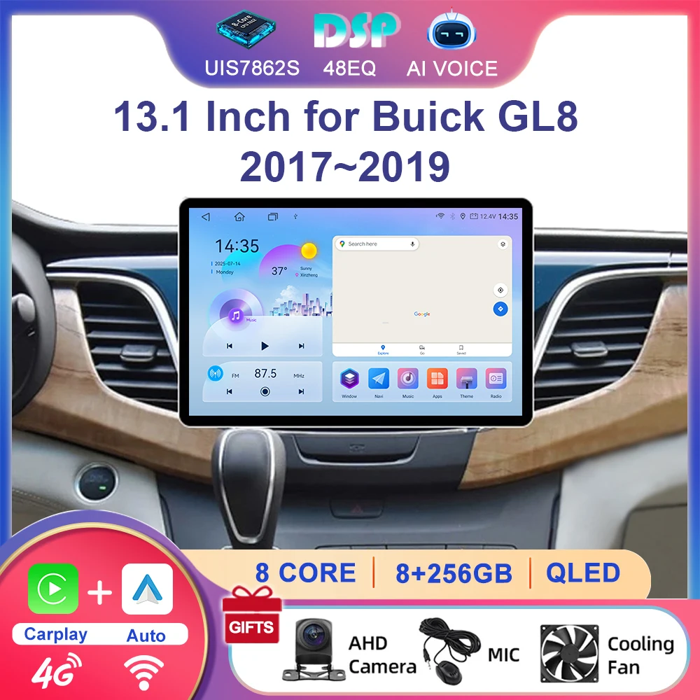 13.1'' Android 8 Core 256Gb Wireless Carplay Android Auto Touch Screen Radio GPS Navi Car Stereo Player for Buick GL8 2017~2019