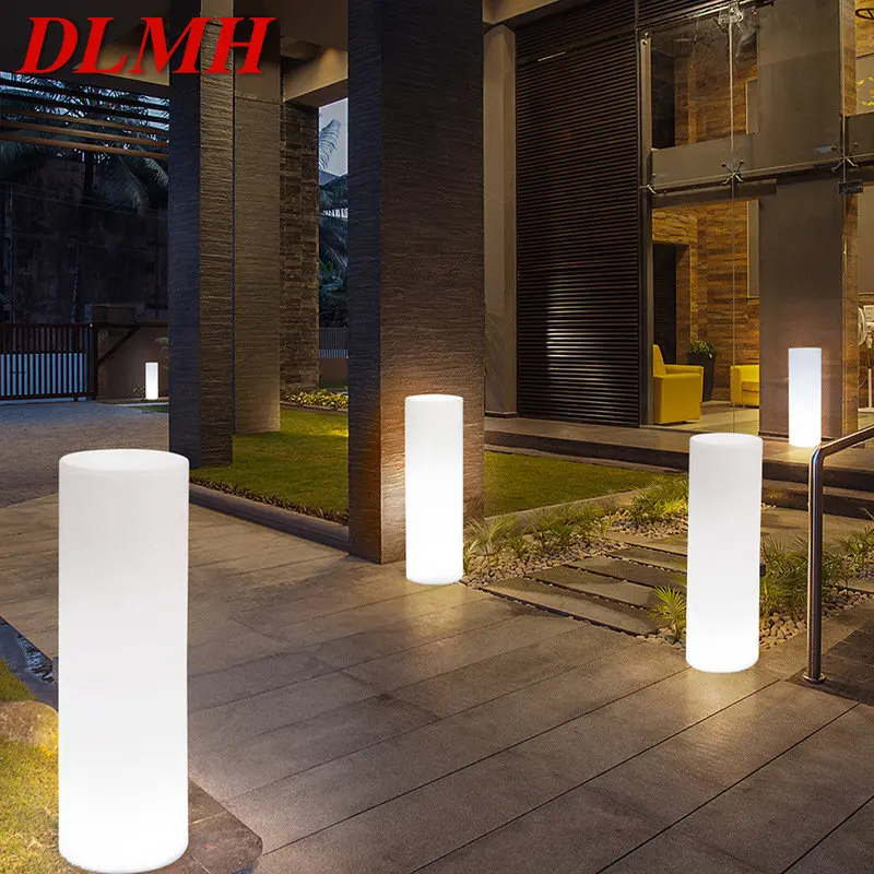 DLMH Modern Cylinder Landscape Lamp Creative Outdoors LED Lawn Light Remote Control Waterproof IP65 for Hotel Garden