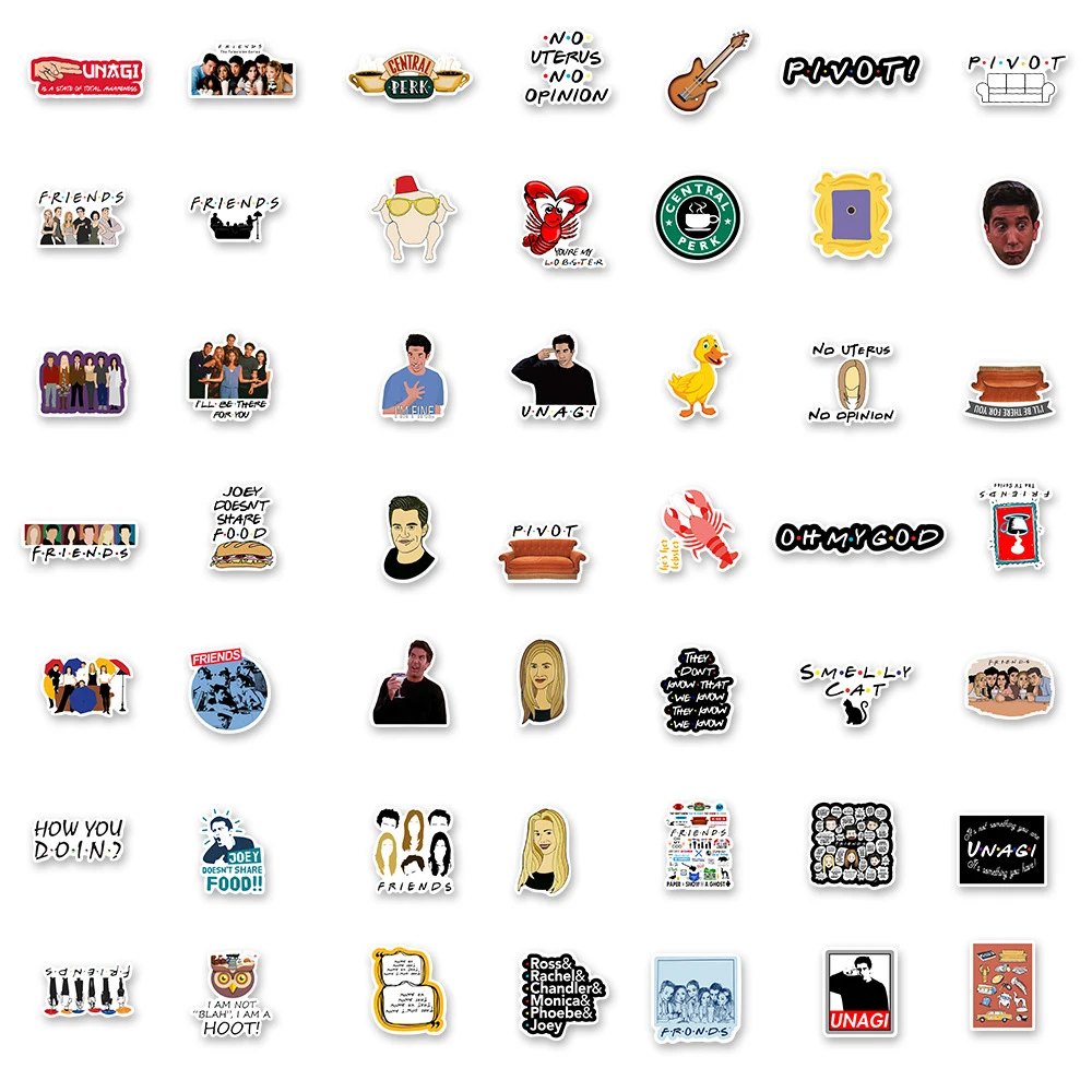 10/30/50/100 قطعة الكرتون الأصدقاء الكلاسيكية المسلسلات التلفزيونية ملصقات مقاوم للماء DIY بها بنفسك الهاتف المحمول الأمتعة كوميديا الكتابة على الجدران الشارات الديكور #6