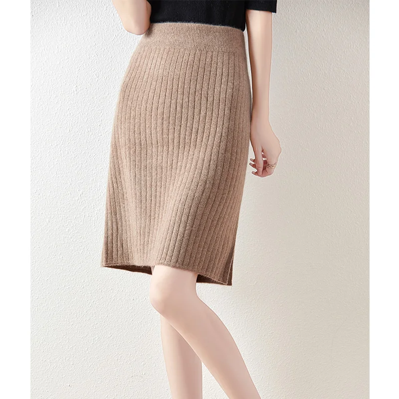 

Women Skirts Above Knee 100% Pure Australian Wool Knitting Formal Dress Ladies Skirt 4Colors Mocha Free Ship