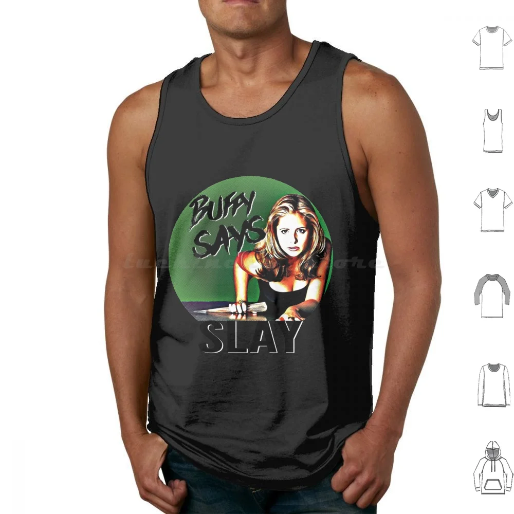 Buffy Says T-Shi Tank Tops Print Cotton Buffy The Vampire The Bronze Bronze Buffy Vampire