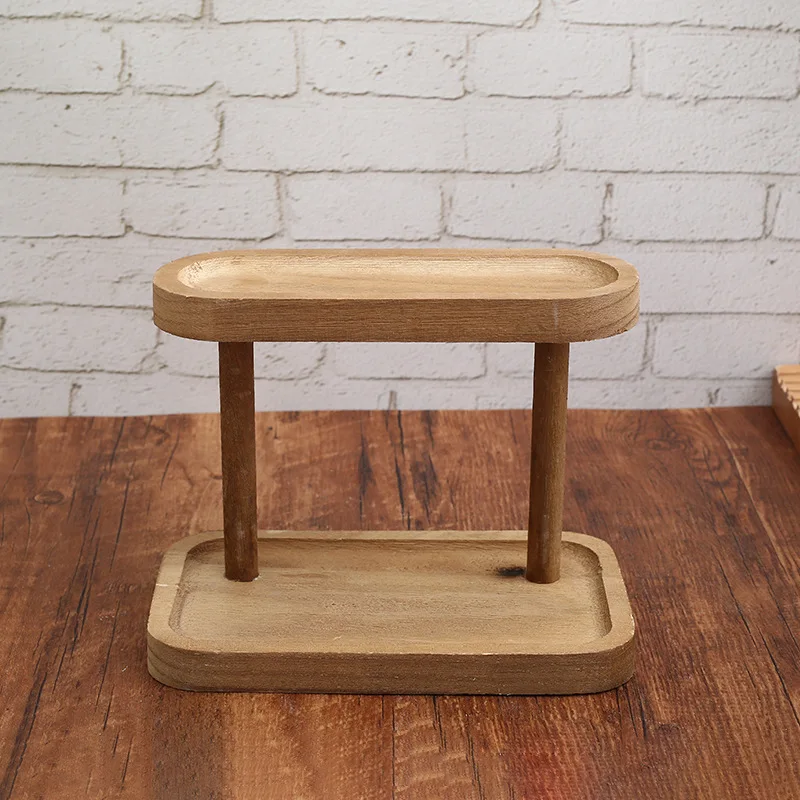 1PC 2-Tiers Wooden Desktop Organizer Shelves Storage Rack for Desk Dressing Table Cosmetics Display Home & Office Decor