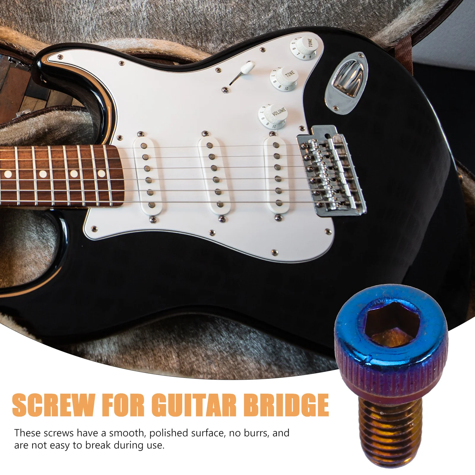 

3Pcs Electric Guitar Bridge Screws Fine Workmanship Polished Surface Not Easy to Break for Tremolo Bridge System Repair Supply